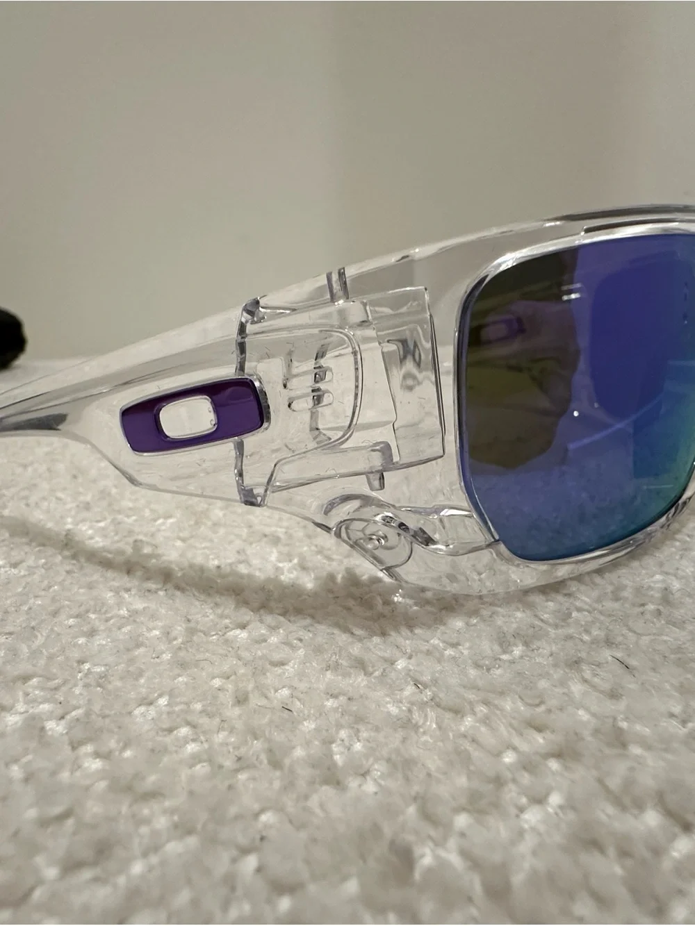 Oakley Clear Frame Sunglasses with Purple Lenses